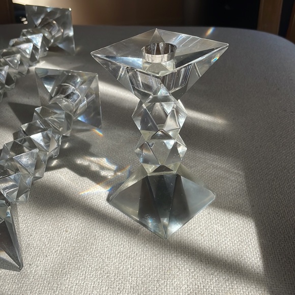 Signed “Oleg Cassini” Twisted Set of Crystal Candle Holders - Picture 5 of 9